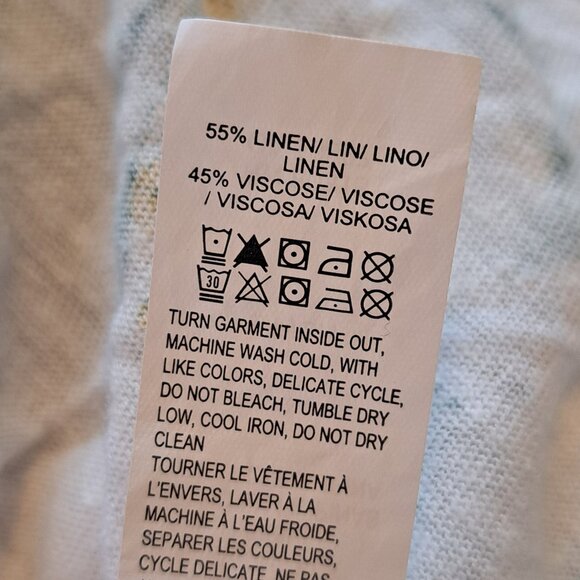 Lucky Brand White Floral Linen Blend High-Low Blouse Size Small - Picture 6 of 6